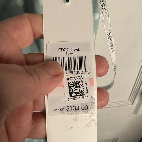 Women's Calvin Klein tea length blue polka dot dress (NWT) size 10. - Picture 4 of 7